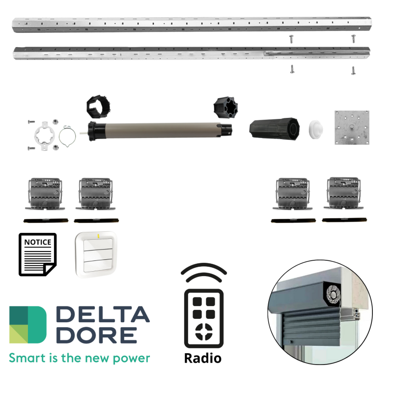 Axe complet Radio 20Nm Delta Dore pour volet réno 2400 mm + fonction avancé TYXAL+