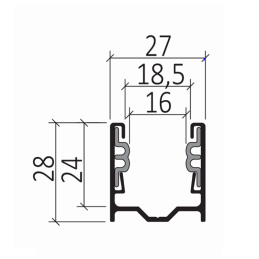 Coulisse tradi 28 X 27 sans chambre (lames 55 mm)