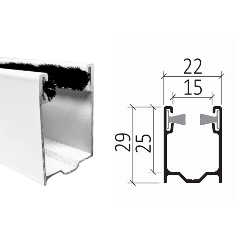 Coulisse tradi 29 X 22 sans chambre (lames 37 à 44 mm)