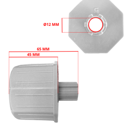 Embout pour tube octo 60, crabot 20 mâle et rond Ø12, L65 mm Geiger