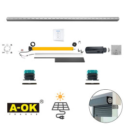 Kit axe pour volet roulant de longueur 1500 mm avec moteur solaire 6 Nm AOK pour pose rénovation monté sur tube ZF 54