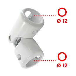 Genouillère Ø18, entrée A Ø12-M5, entrée B Ø12-M5,laqué blanc