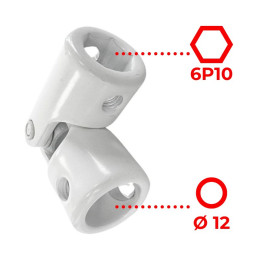 Genouillère Ø18, entrée A Ø12,5-M5, entrée B 6P10-M5,laqué blanc