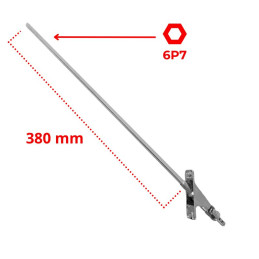 Sortie caisson 90° - Entrée pivot Ø9,9 - Sortie 6P7  - L 380mm - Platine alu chromé