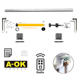 Kit axe pour volet roulant de longueur 1500 mm avec moteur radio 15 Nm AOK  pour pose traditionnelle monté sur tube octogonal