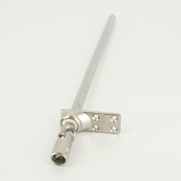 Sortie de caisson 45° entrée femelle Ø12 sortie C8 L350mm platine alu chromé déporté à 2 vis