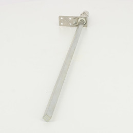 Sortie de caisson 45° entrée femelle Ø12 sortie C8 L350mm platine alu chromé déporté à 2 vis