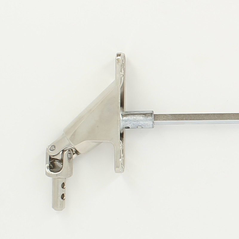 Sortie caisson 90° - Entrée pivot Ø9,9 - Sortie carré 6 - L 380mm - Platine alu chromé Sortie caisson 90° - Entrée pivot Ø9,9 - Sortie carré 6 - L 380mm - Platine alu chromé