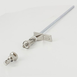 Sortie de caisson en kit aimanté 50° – Entrée pivot Ø9,9 mm – Sortie 6P7 – Longueur 320 mm – Platine aluminium chromé