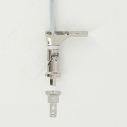 Sortie de caisson en kit aimanté 50° – Entrée pivot Ø9,9 mm – Sortie 6P7 – Longueur 320 mm – Platine aluminium chromé
