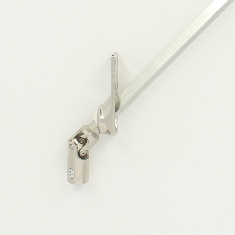 Sortie de caisson 45° entrée femelle Ø12 sortie C8 L350mm platine alu chromé déporté à 2 vis Sortie de caisson 45° entrée femelle Ø12 sortie C8 L350mm platine alu chromé déporté à 2 vis
