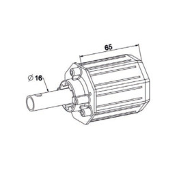 Schéma embout pour tube Octo 60, rond Ø16 L65 mm côté manœuvre