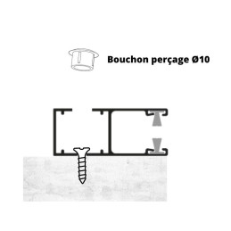 Coulisse avec chambre 53 x 22 percé en façade avec option bouchon