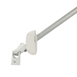 Sortie de caisson 45° – Entrée femelle Ø12 mm – Sortie 6P10 – Longueur 165 mm – Platine en plastique blanc